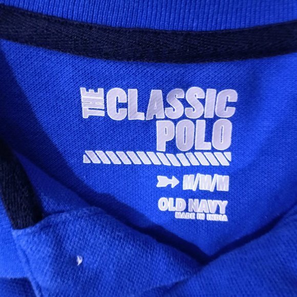Old Navy The Classic Polo Shirt Size Medium Short Sleeve Blue‎ And Gray #1164 - Picture 3 of 4